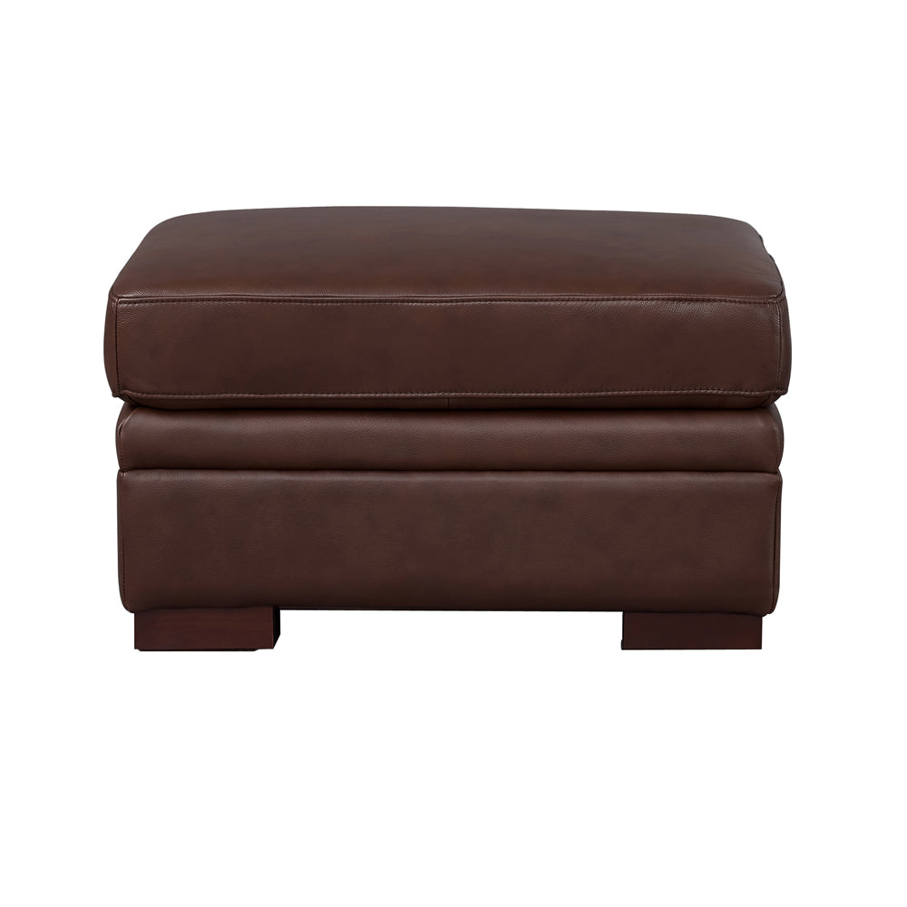 Dillon Leather Ottoman Raisin Genuine Leather Brown Memory Foam Genuine Leather