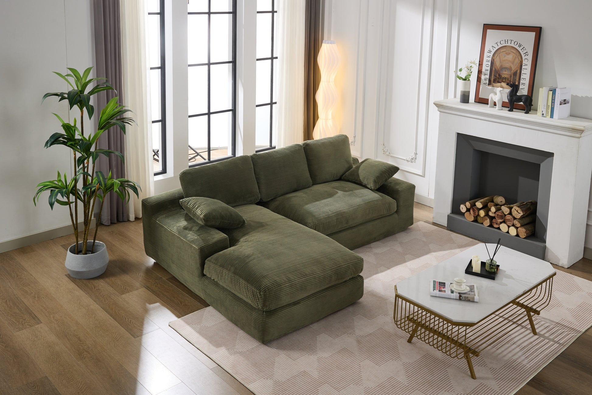 99*69" Modular Sectional Living Room Sofa Set, Modern Minimalist Style Couch, Upholstered Sleeper Sofa For Living Room, Bedroom, 2 Pc Free Combination, Installation Free Sofa, L Shape, Army Green Army Green Primary Living Space Soft Minimalist,Modern