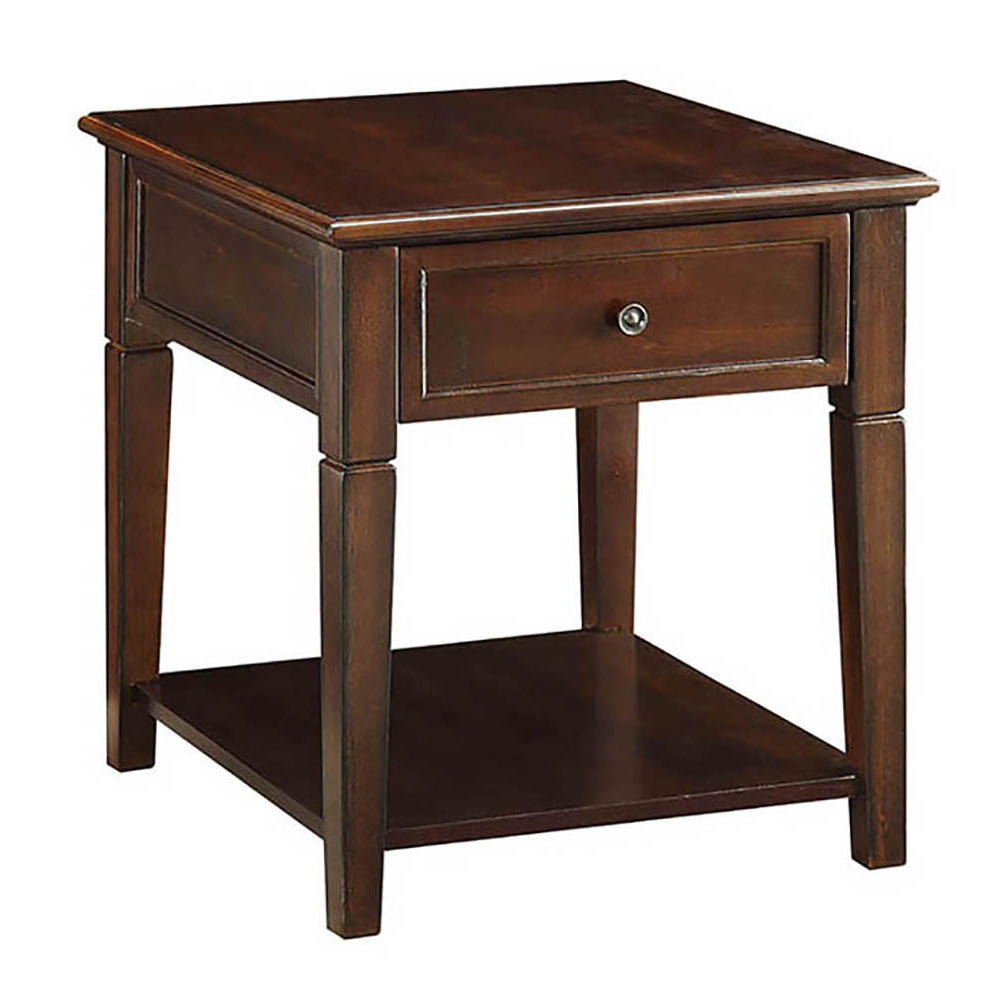 Walnut End Table With Bottom Shelf - Walnut