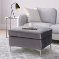 Grey Rectangle Ottoman Grey Velvet Wood Primary Living Space Solid Grey Contemporary Pine Rectangle Wood Metal
