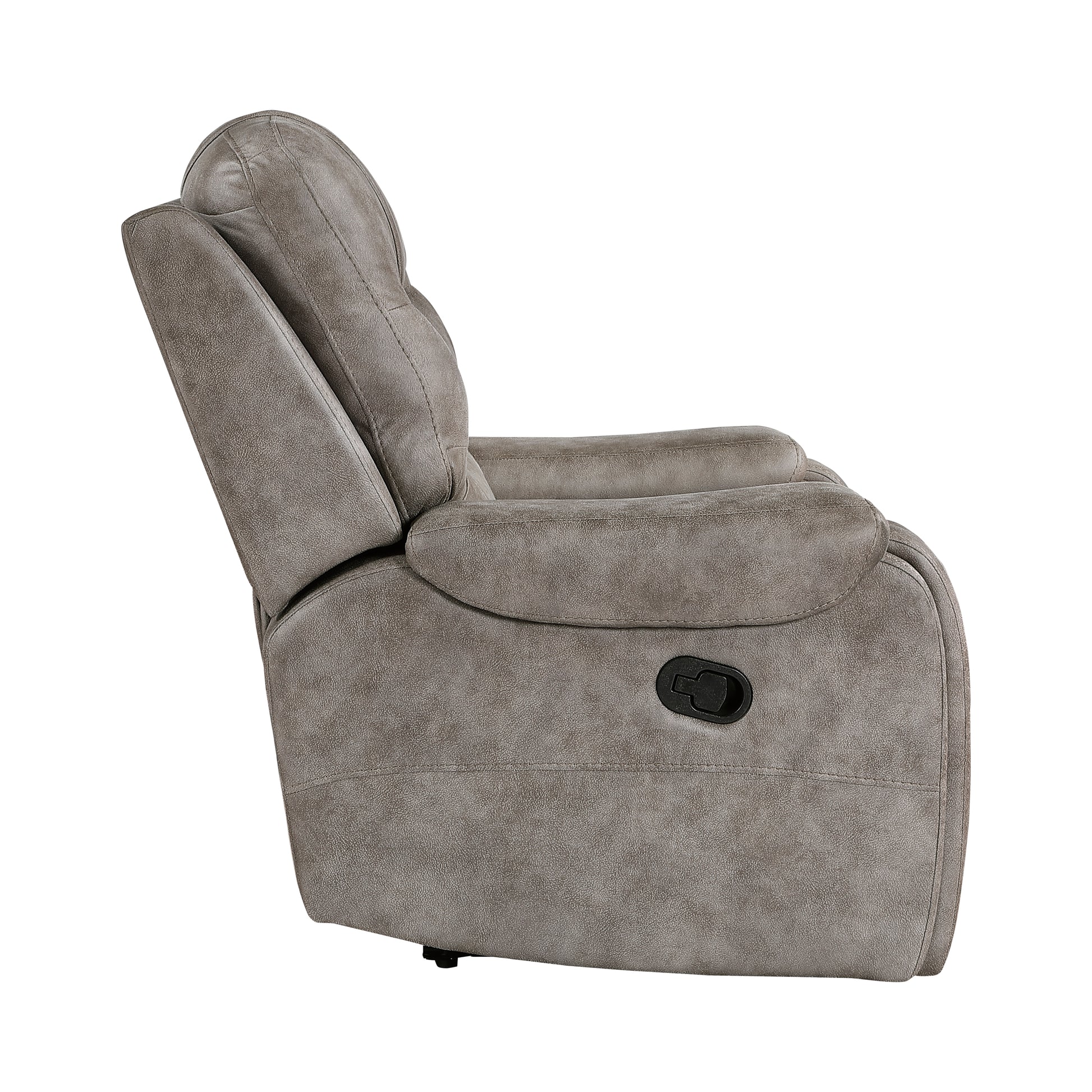 Modern Living Room 1Pc Reclining Chair Plush Seating, Polished Microfiber Upholstery, Grayish Brown Solid Wood Frame Furniture Brown Gray Microfiber Wood Primary Living Space Modern Plywood,Solid Wood