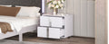 Elegant Nightstand With Metal Handle,Mirrored Bedside Table With 2 Drawers For Bedroom,Living Room,White White 2 Drawers Mdf Metal