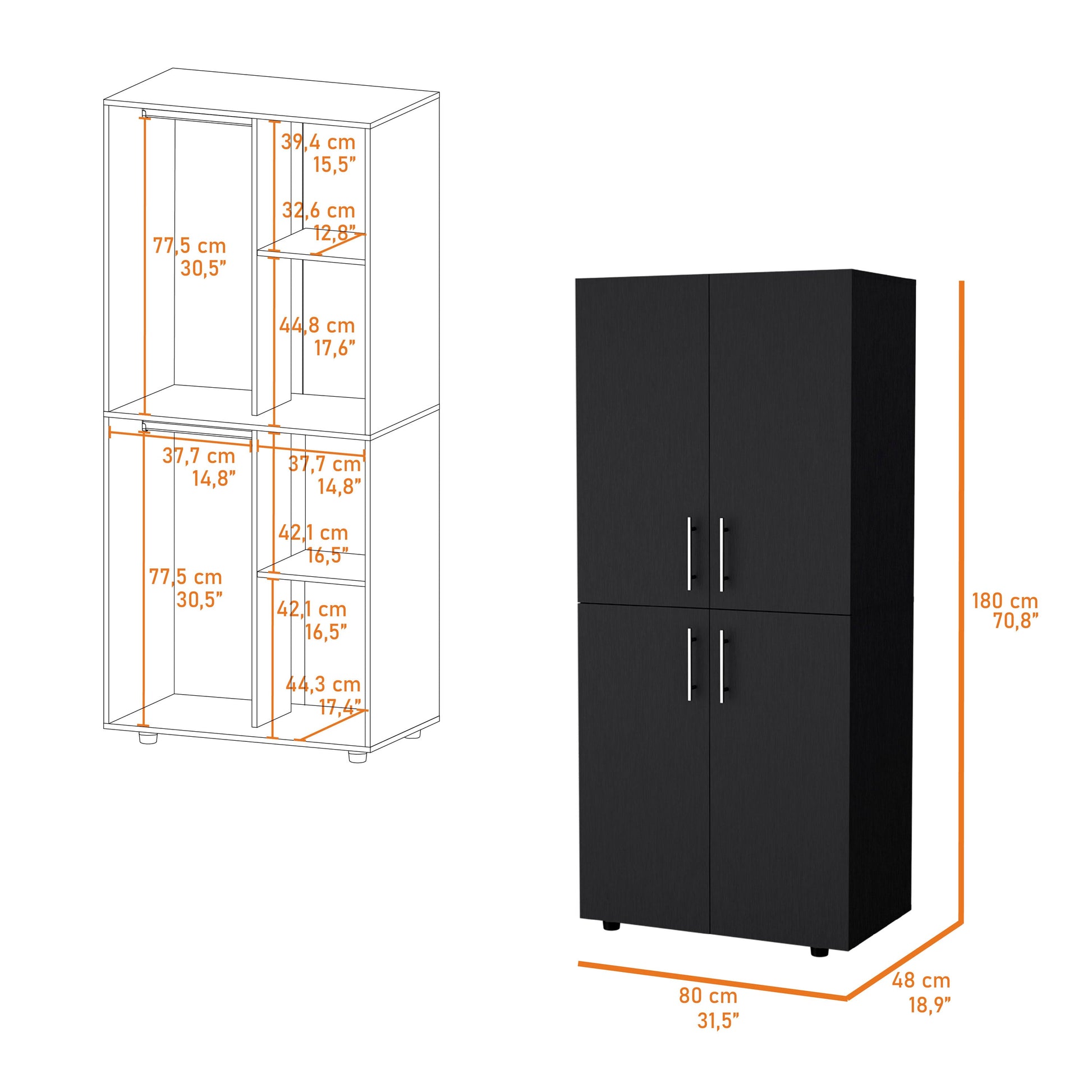 White 4 Door Armoire Black Bedroom Melamine