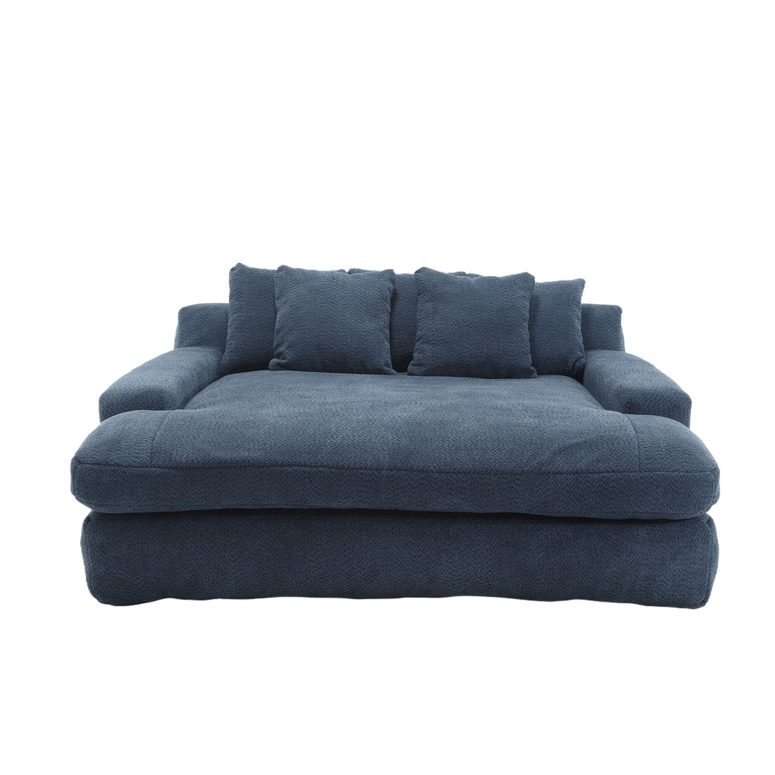 Coolmore Chenille 2 Seater Lazy Sofa With 5 Back Pillows,Comfy Sofa Deep Seat Couch For Living Room,Club Navy Navy Foam Chenille 2 Seat