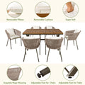 7 Pieces Patio Dining Set, All Weather Outdoor Furniture Set With Dining Table And Chairs, Acacia Wood Tabletop, Metal Frame, For For Garden, Backyard, Balcony, Beige Yes Beige Seats 6 Garden &
