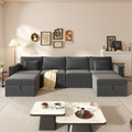 Modern Cotton Linen U Shape Sectional Sofa, Oversized Upholstery Sectional Sofa, Chaise Couch With Storage Ottomans For Living Room Loft Apartment Office Dark Gray 6 Seats Gray Wood Primary Living Space Medium Duty Pine 6 Seat Dark Gray Linen Medium Soft