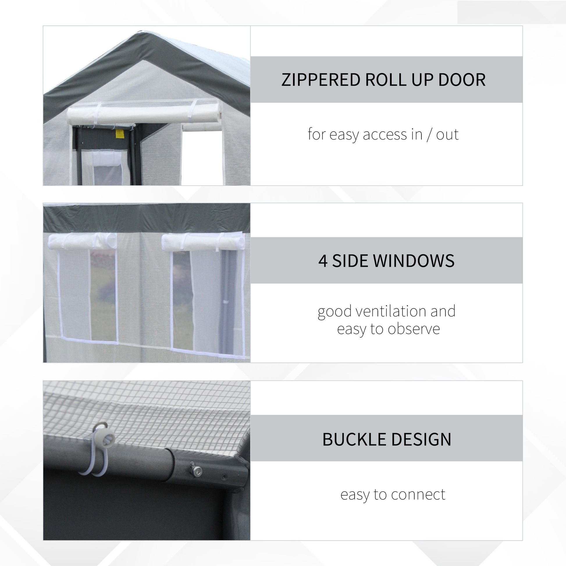 Outsunny 8' X 6' X 7' Walk In Greenhouse, Outdoor Garden Warm Hot House With 4 Roll Up Windows, 2 Zippered Doors And Weather Cover, White White Polyethylene