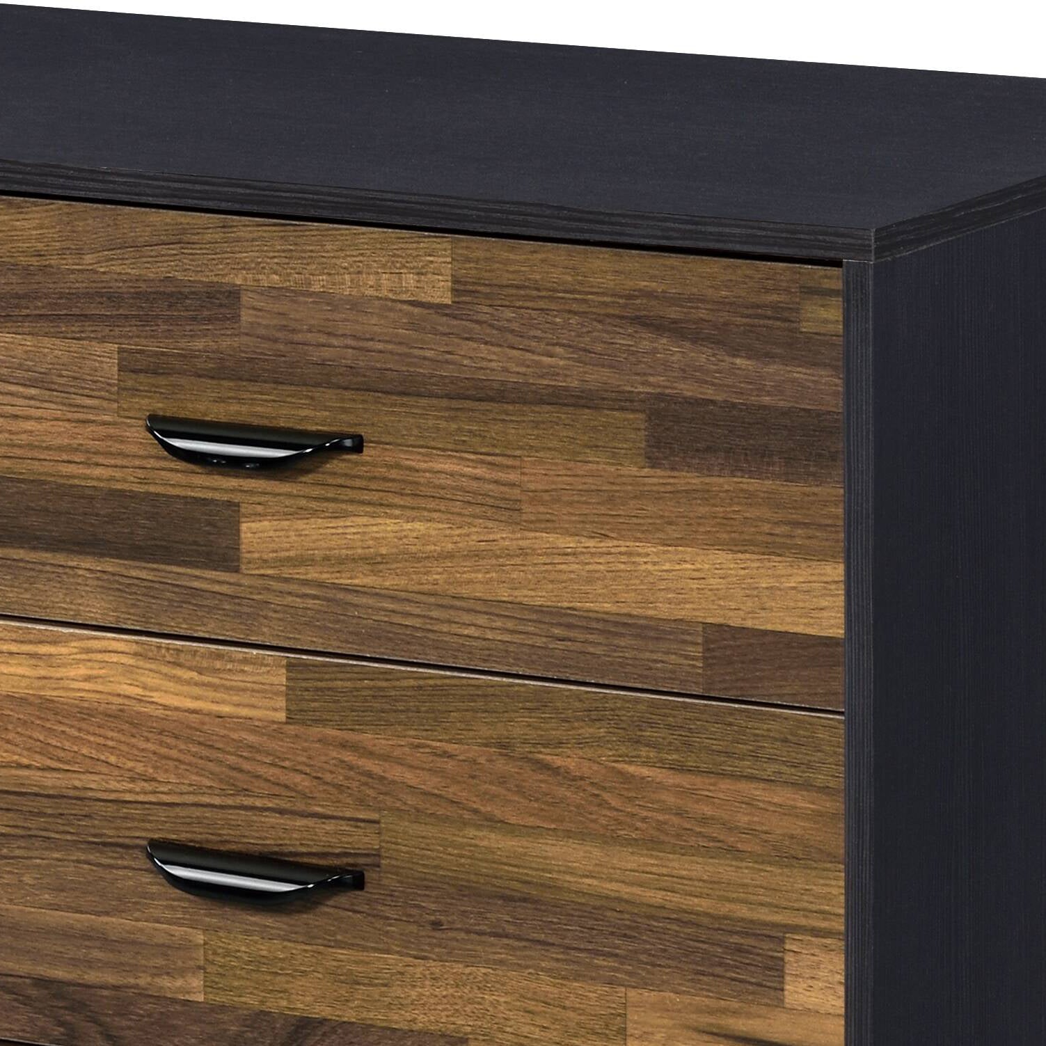 Walnut And Black 6 Drawer Dresser Walnut Black Bedroom Modern Particle Board