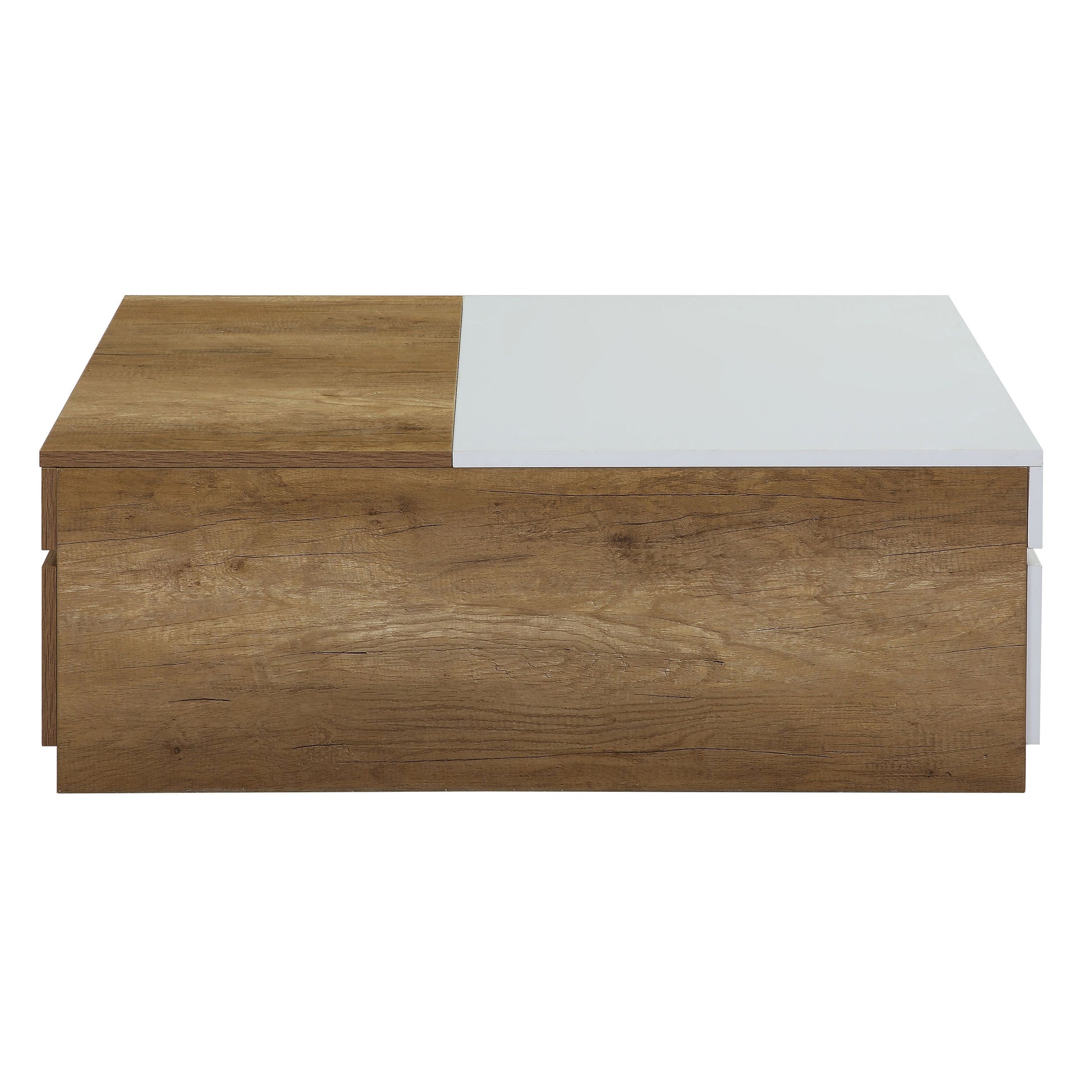 Oak And White Coffee Table With Hidden Compartments Oak Primary Living Space Drawers Rectangular Wood