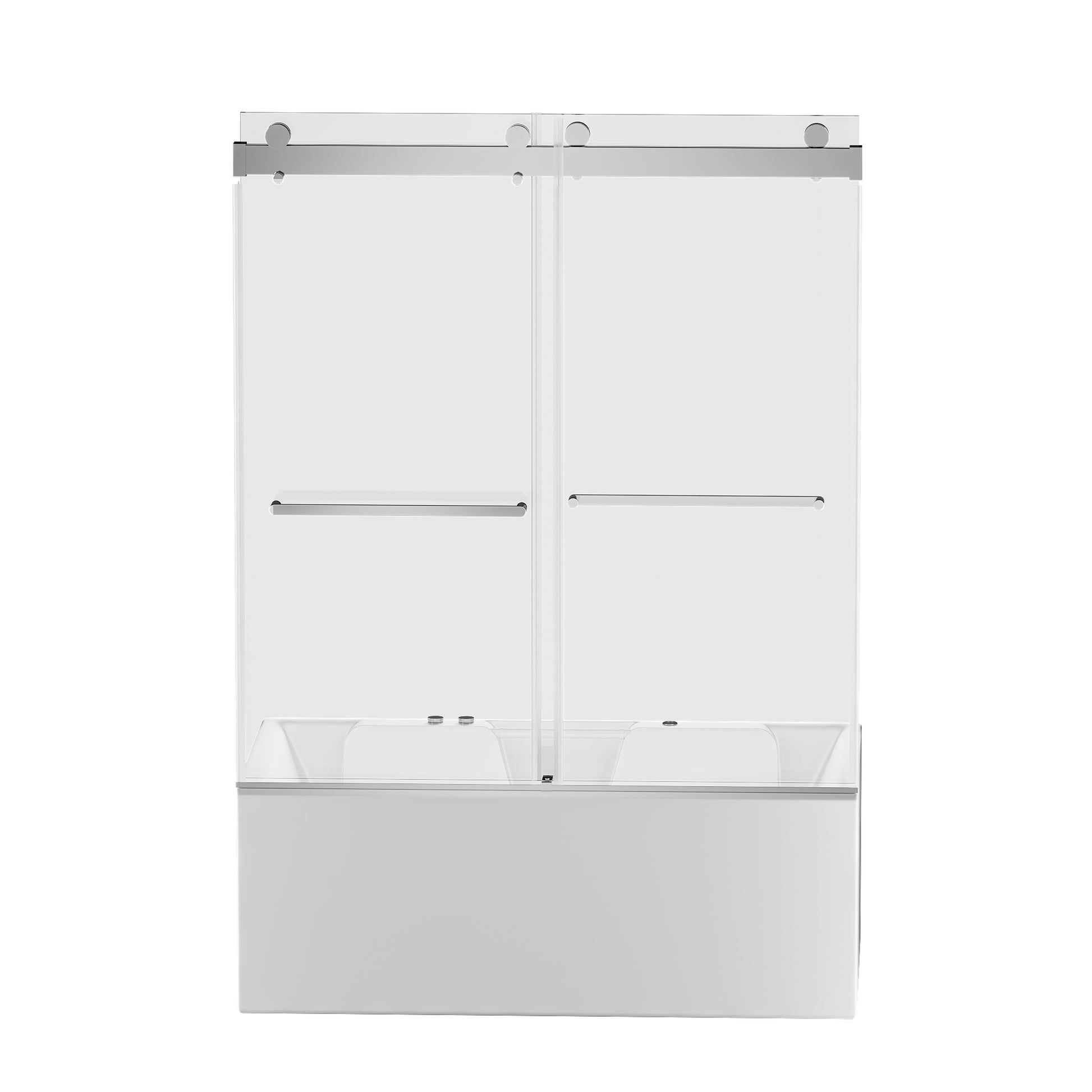 56 60 In. W X 62 In. H Frameless Double Sliding Tub Door, Bypass Tub Shower Door Soft Closing, Chrome 24D02 T60Chx Chrome Tempered Glass