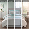 8 Piece Comforter Set Seafoam Grey Queen Queen Multicolor Polyester