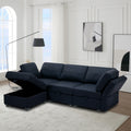 Convertible Sectional Sofa With Chaise, L Shaped Sofa Couch Modular Sectional Sofa With Storage Seats, Adjustable Arms And Backs Blue Blue Polyester 3 Seat