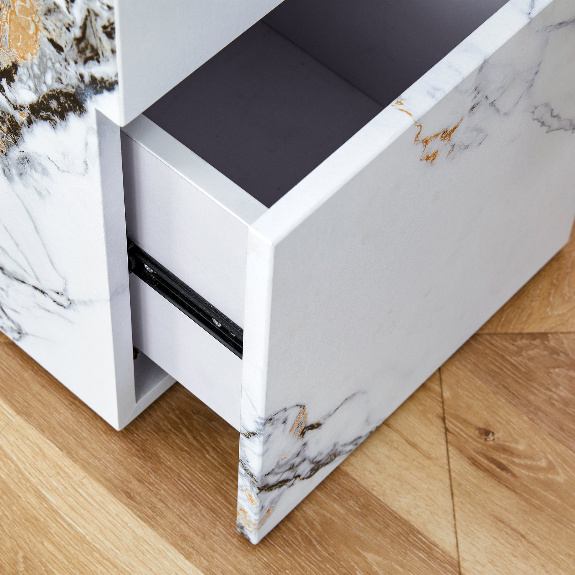 Compact Mdf Coffee Table: 11.81X11.81X19.69 Inches, Stylish Texture Design White Mdf