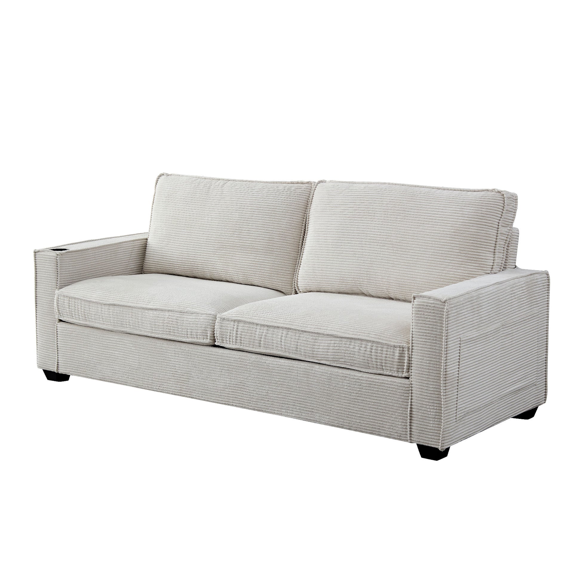 Corduroy Sofa, 87.4 Inch Modern Design Sofa With Cup Holder And Storage Bags, Deep Seat Sofa Couch,Comfy Couch For Living Room,Apartment,Office,Beige Beige Corduroy 3 Seat