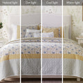 6 Piece Cotton Percale Quilt Set With Throw Pillows Yellow King Cal King King Yellow Polyester