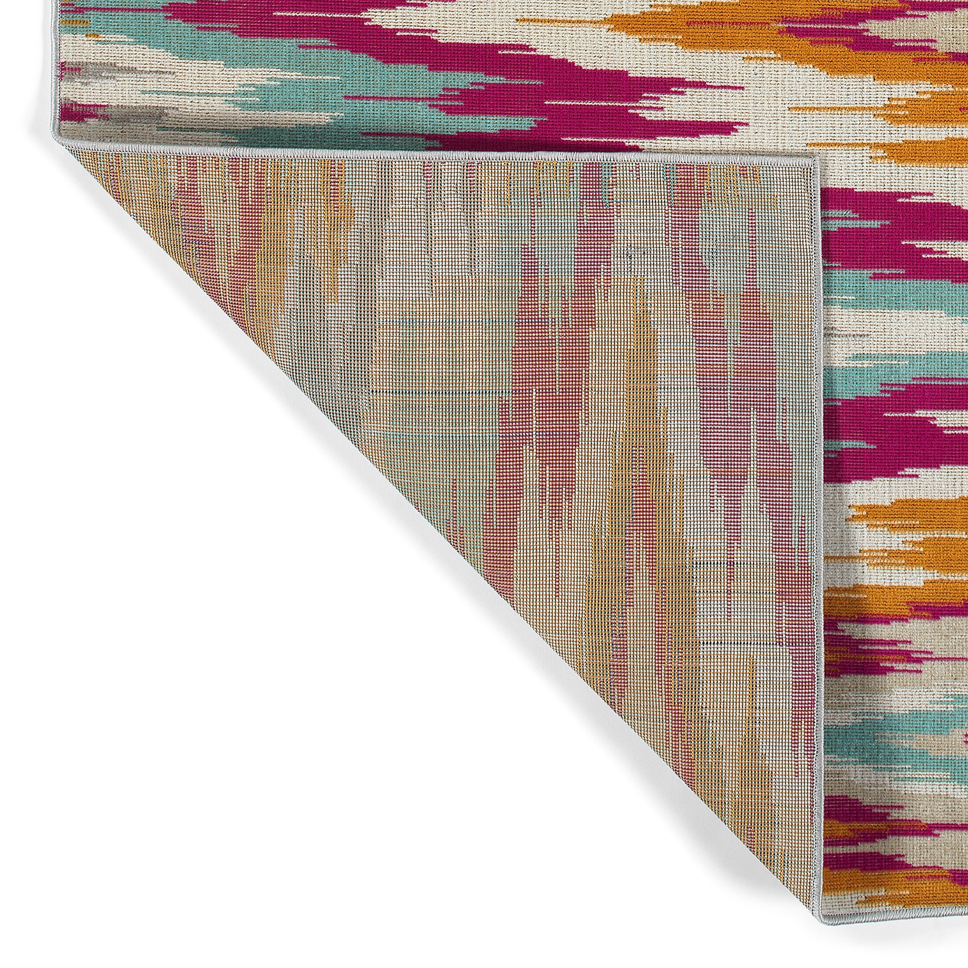 Modern, Ikat, Textured Cut Pile 5'3" X 7'3" Rectangle Area Rug Multi Polypropylene