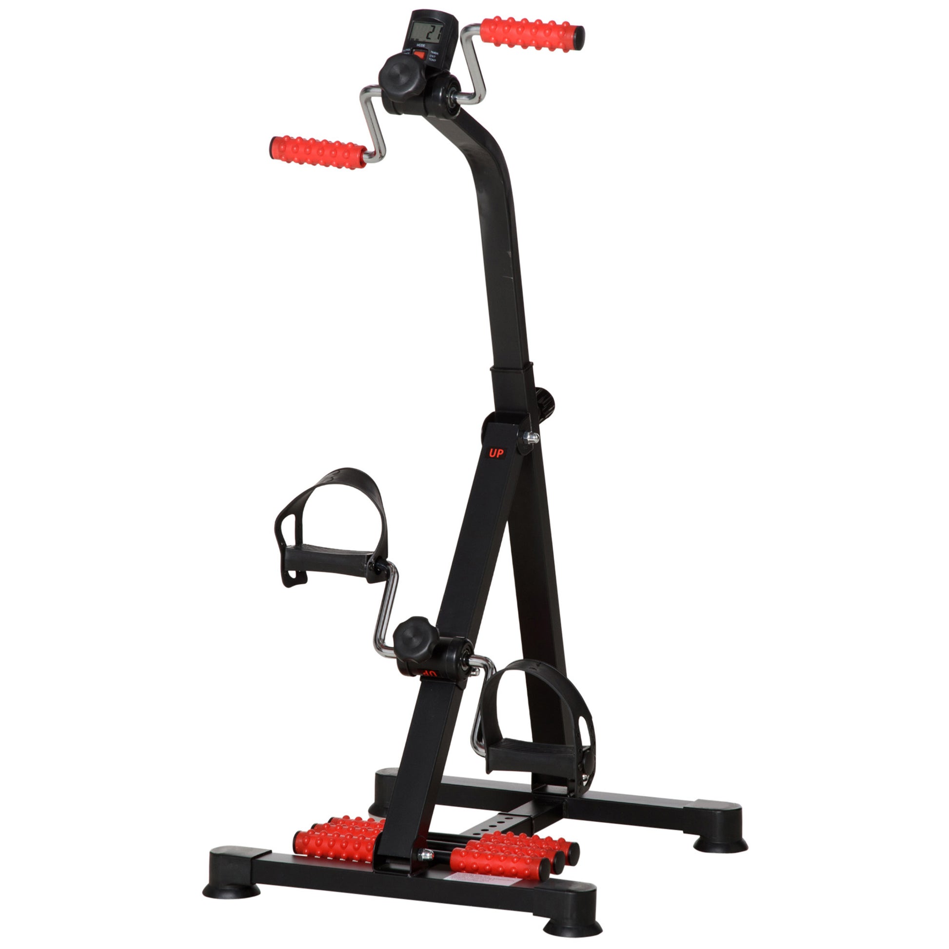 hand pedal exerciser Soozier Pedal Exerciser, Hand Arm Knee And Leg Exercise Machine For Seniors, Height Adjustable, With Lcd Display And Foot Massage Roller Black Red