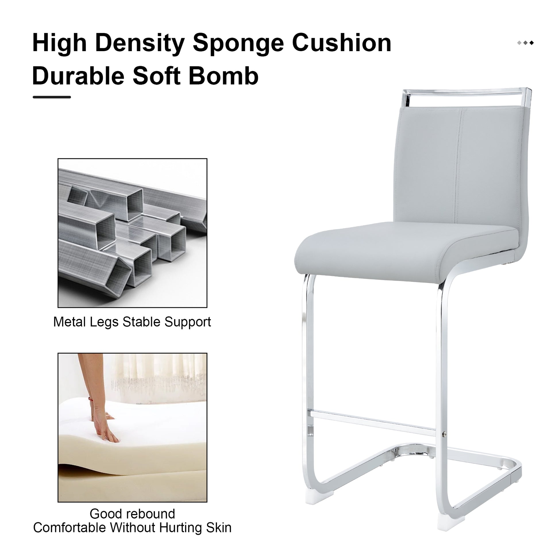 Table And Chair Set. A Rectangular Glass Dining Table With A 0.4 Inch Tempered Glass Tabletop And Mdf Board V Shaped Bracket, Paired With 2 Chairs Consisting Of Pu Seat Cushions And Silver Metal Legs. Black Gray Seats 2 Tempered Glass