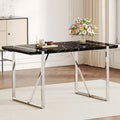 A Rustic Industrial Rectangular Mdf Black Dining Table For 4 6 People, With A 1.5 