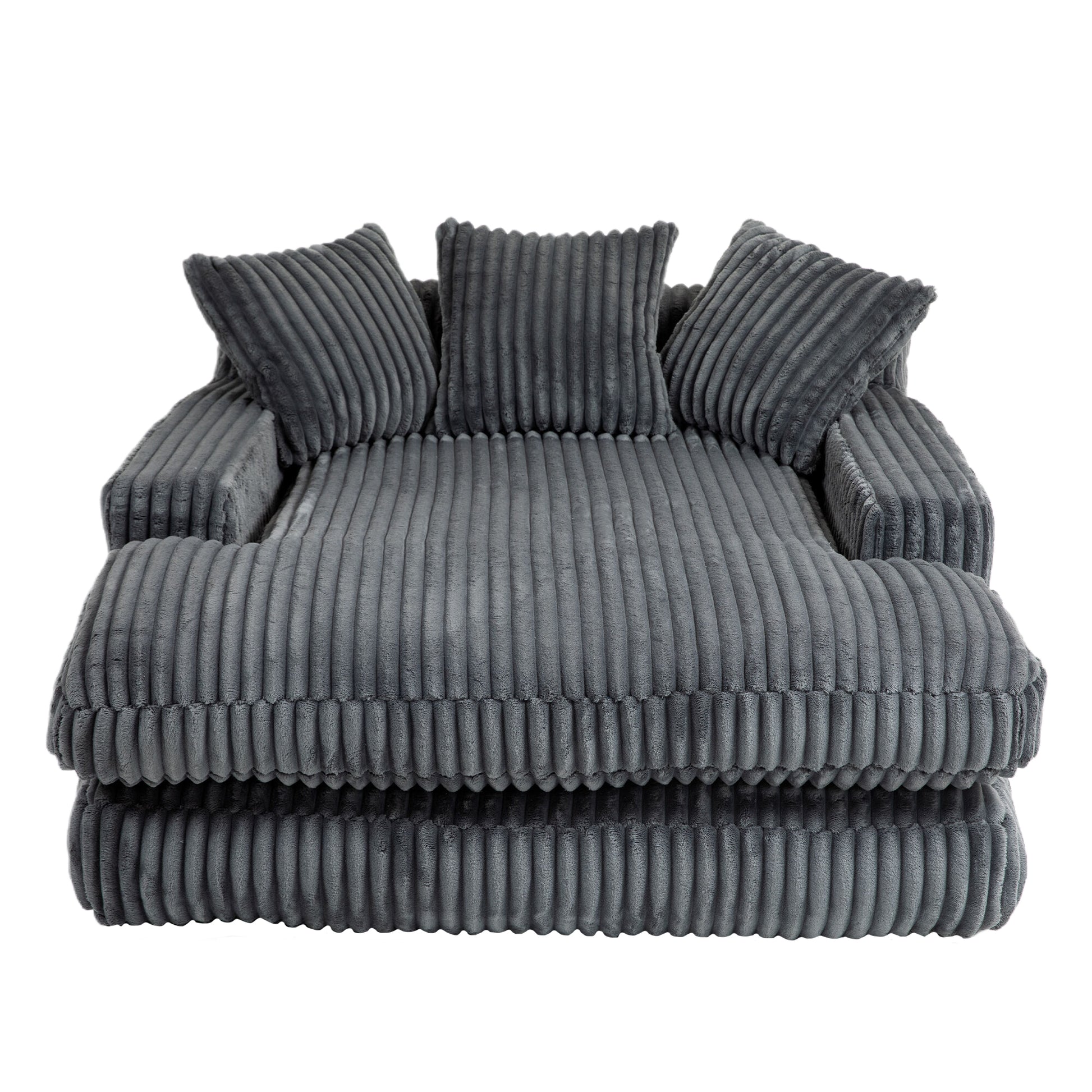 Coolmore Corduroy Lazy Sofa With 3 Back Pillows,Comfy Sofa Deep Seat Couch For Living Room,Club Dark Gray Dark Gray Primary Living Space Foam Corduroy 1 Seat