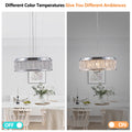 Modern Crystal Chandelier 18.9 Inches Aluminum Iron Round Ceiling Light Flush Mount Ceiling Light Fixture For Kitchen Island Dinning Bedrooms And Hallway Silver Clear Crystal Iron