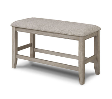 Farmhouse Style 1Pc Tan Beige Gray Color Counter Height Bench Footrest Upholstered Seat Wooden Furniture Brown Beige Gray,Tan Brown Linen Or Linen Blend Dining Room Rectangular Grey