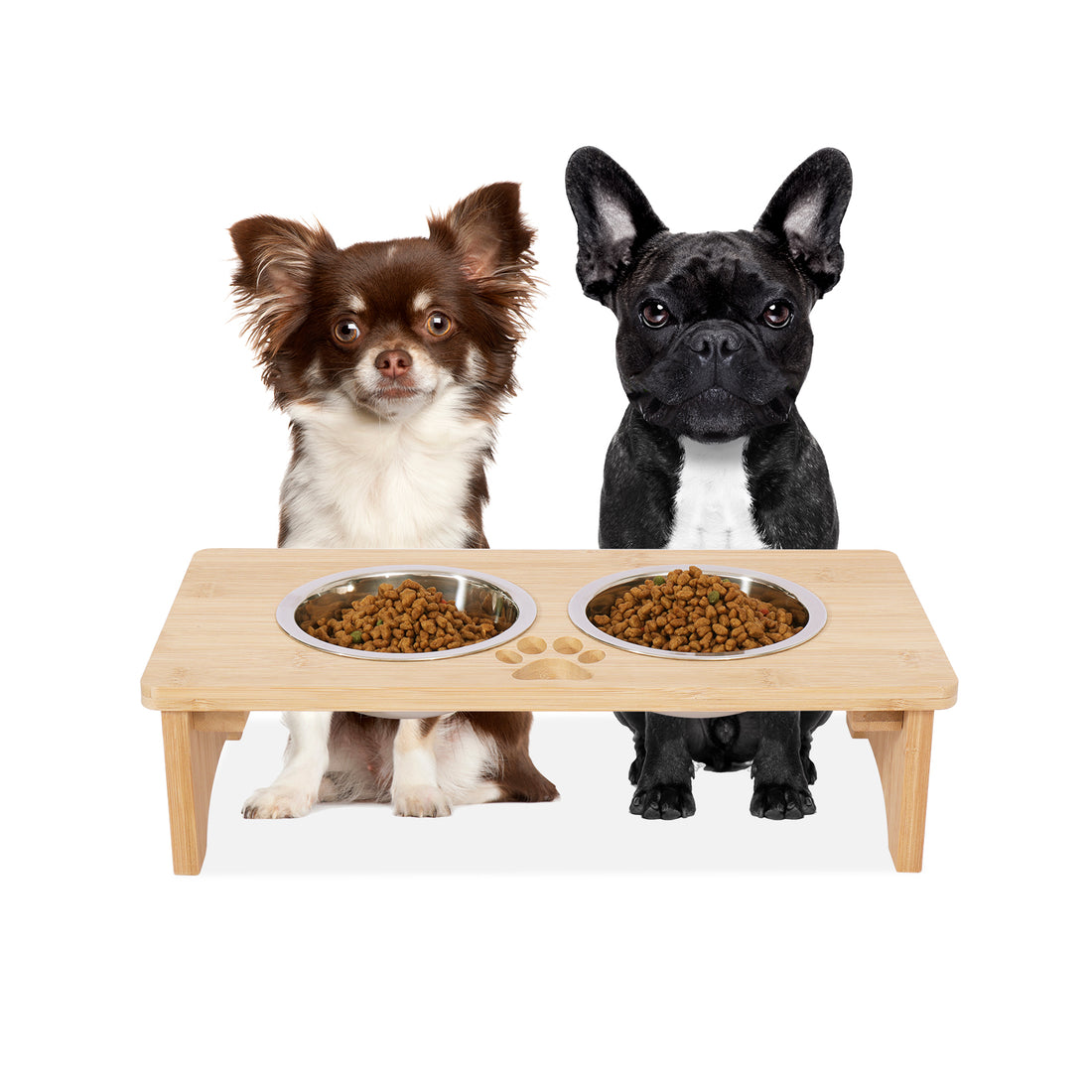 Gardenia Raised Dog Bowl Stand For Medium Sized Dogs, Elevated Dog Bowls, Bamboo Raised Dog Bowl, Dog Food Bowl Stand, Feeding Station Natural Wood Bamboo