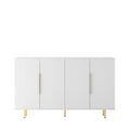 White Modern Buffet Cabinet With Storage, Fluted Sideboard Large Buffet With Adjustable Shelves, Credenza, Accent Cabinet Console Table White Mdf