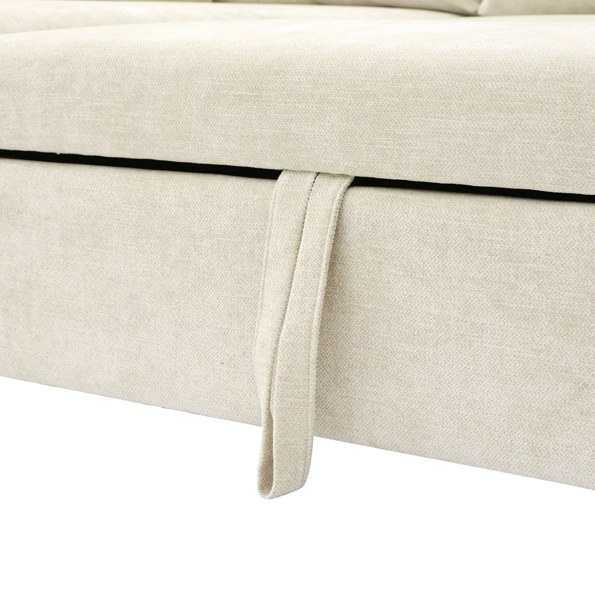 146.9" L Shaped Sofa Sectional Sofa Couch Pull Out Sofa Bed With A Movable Storage Ottoman, A Storage Chaise Lounge And Two Usb Ports For Living Room, Beige Beige Foam Linen 5 Seat