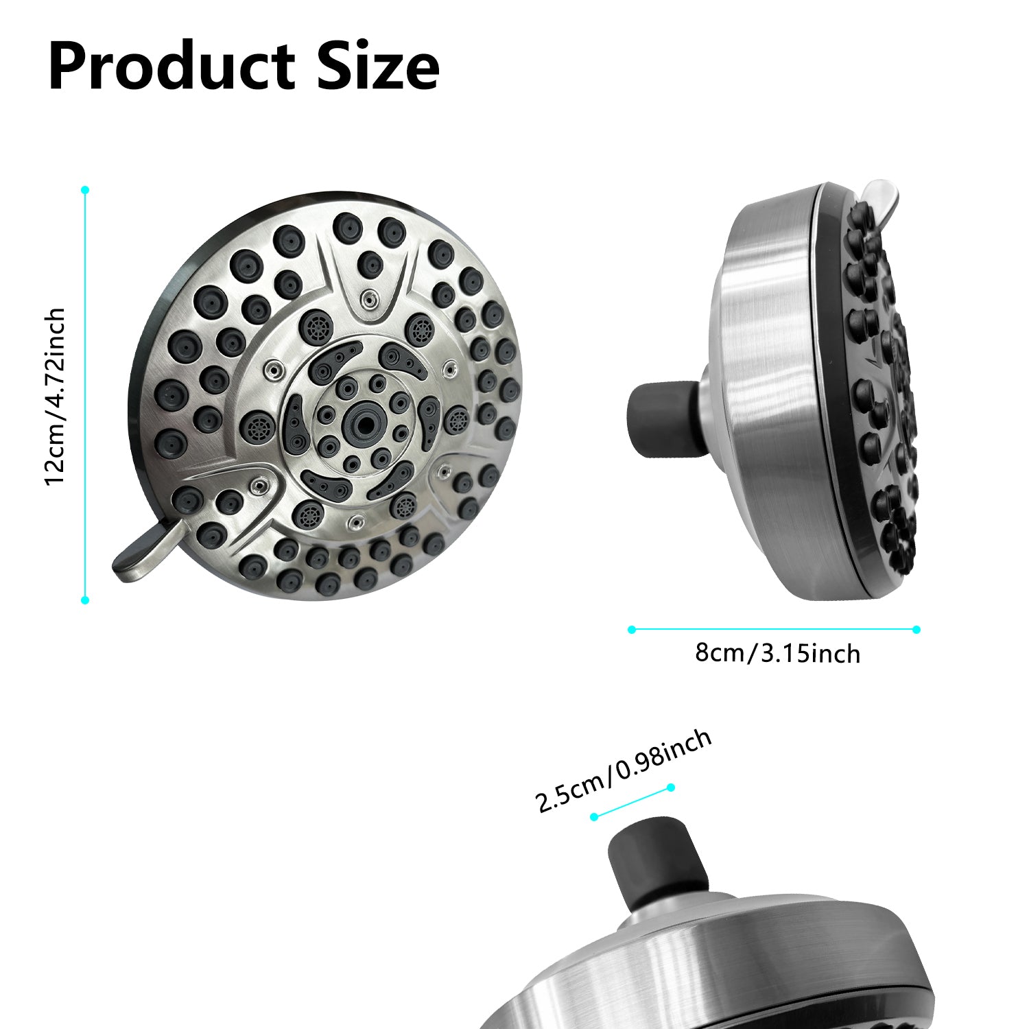 High Pressure Rain Shower Head With 10 Spray Modes brushed nickel-abs