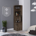 Seattle Bar Cabinet, Eight Bottle Cubbies, Two Large Open Shelves Freestanding 1 2 Drawers Dark Brown Primary Living Space Open Storage Space Contemporary Pine Particle Board Engineered Wood