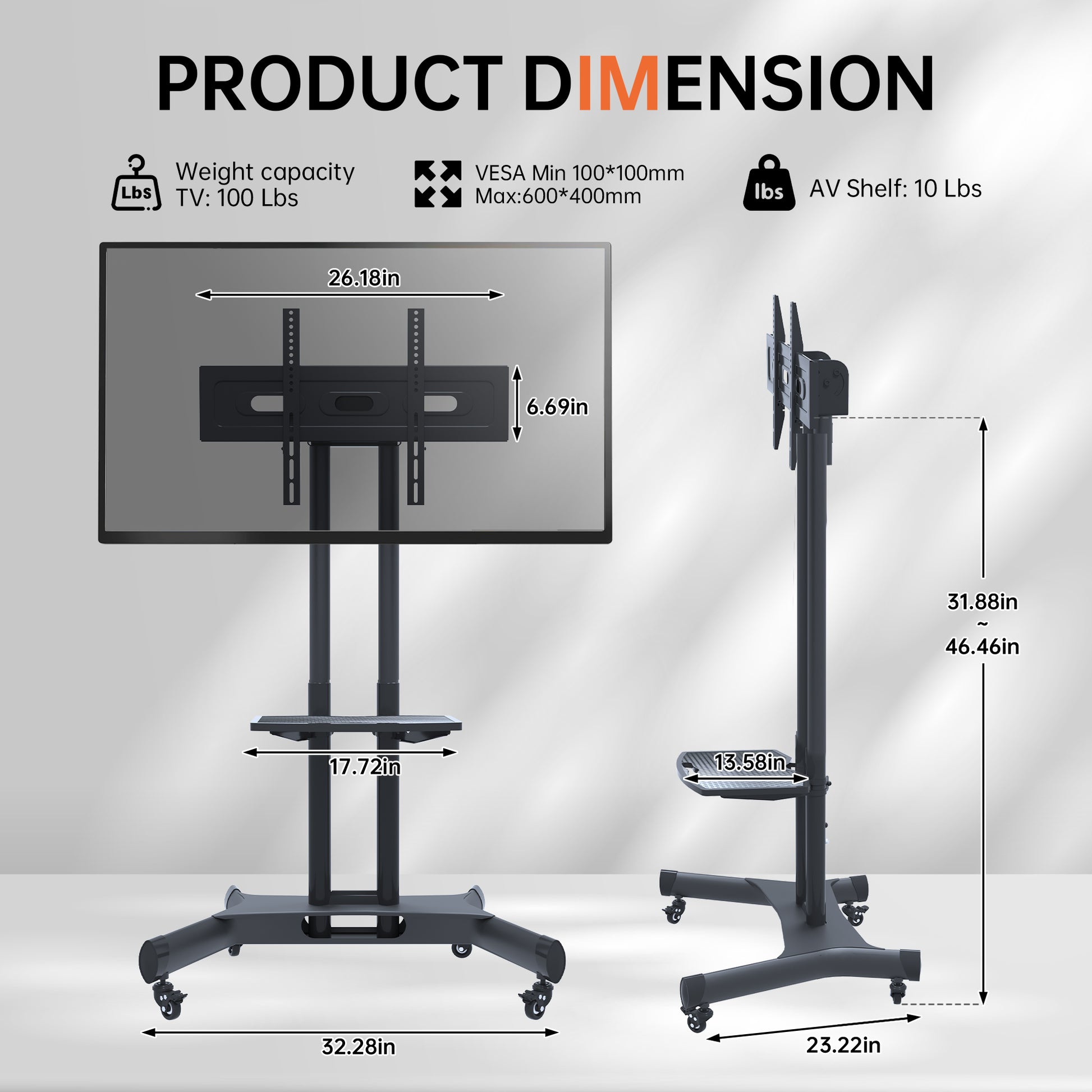 Fanco Universal Swivel Tv Stand For 32 80 Inch Tvs, Height Adjustable Table Top Tv Stand Mount With Tilt, Max Vesa 600X400Mm Black Black 70 79 Inches Iron