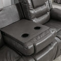 3 Seater Home Theater Recliner Manual Recliner Chair With Two Built In Cup Holders For Living Room,Bedroom, Grey Grey Foam Pu