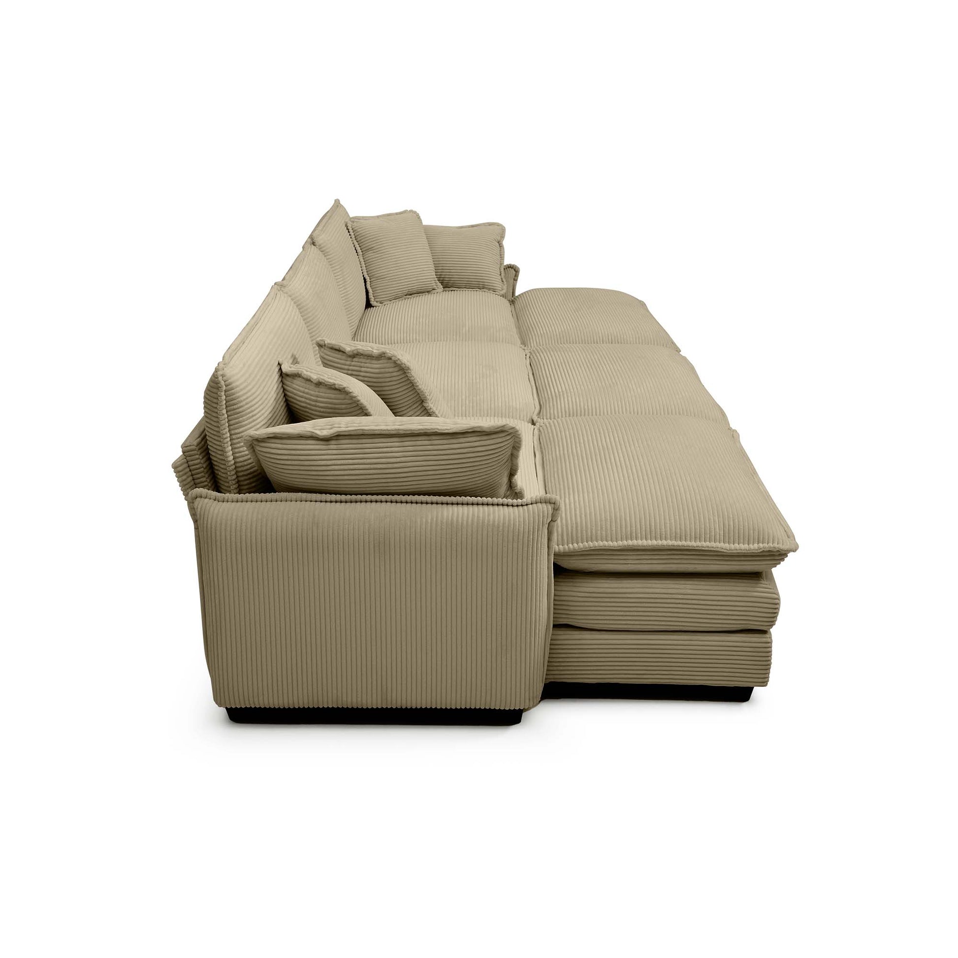 Oversized Modular Cushioned Sofa,With 3 Ottomans To Work As Sleeper Sofa Beds, 3 Seater Sofa With 3 Footstools,Tan Corduroy Fabric Tan Corduroy 3 Seat
