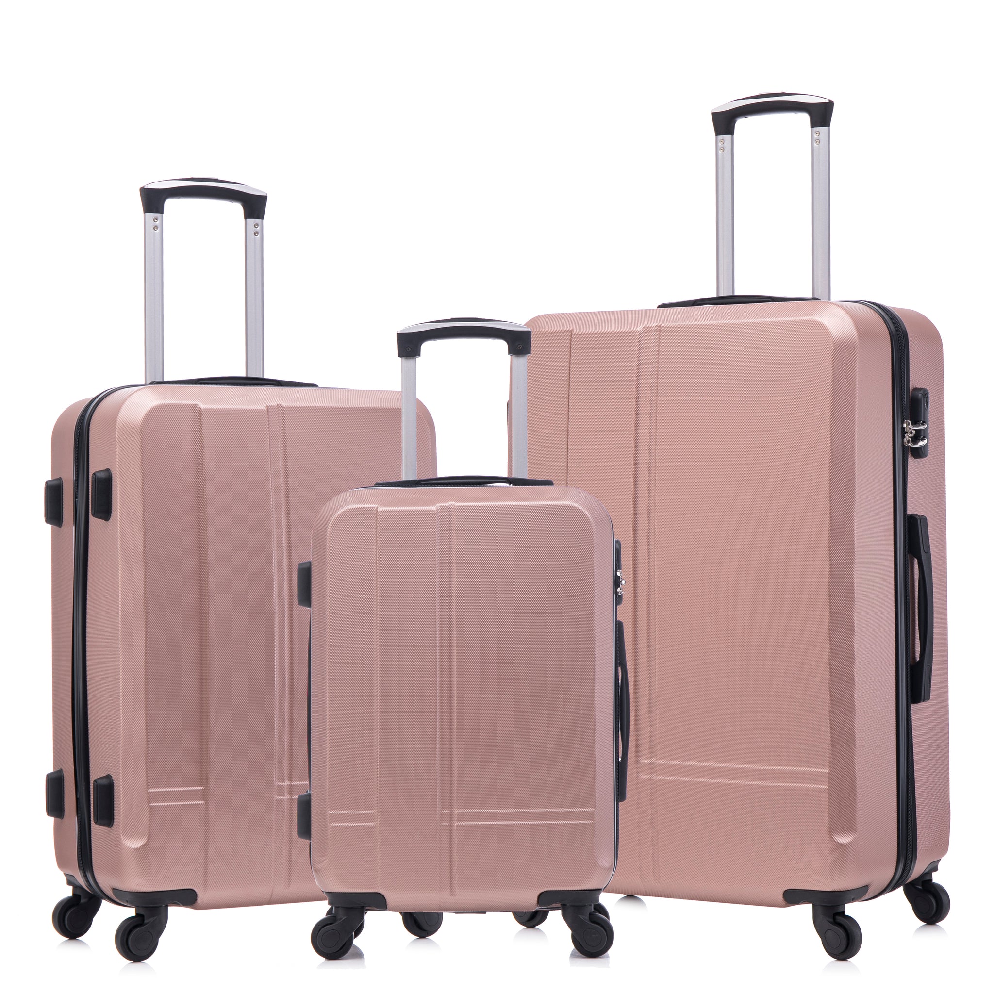 Luggage Set Of 3 Pieces 20 24 28 Luggage Set Wheel Luggage Abs Durable And Lightweight Rotating Hard Shell Luggage Rose Gold Rose Gold Abs