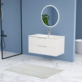 36 Inch Floating Bathroom Vanity With Ceramic Sink Setmodern Bath Storage Cabinet Vanity With Drawers Wall Mounted Combo For Bathroom, White White Mdf