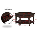 2 Tier Retro Hexagon Living Room Solid Wood Coffee Table With Shelf & Drawer, 36'' Mid Century Center Coffee Table For Living Room, Office. Light Espresso Light Espresso Pine