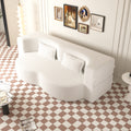 Modern Floor Sofa With 2 Pillows,Convertible Teddy Fabric Foam Filled Sleeper Sofa Bed,15