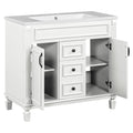 36'' Bathroom Vanity With Top Sink, Modern Bathroom Storage Cabinet With 2 Soft Closing Doors And 2 Drawers, Single Sink Bathroom Vanity White Mdf