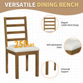 Farmhouse 6 Piece 60Inch Extendable Pedestal Dining Table Set With 18Inch Removable Leaf, 44Inch Bench And 4 Ladder Back Dining Chairs, Dark Brown Wood Dining Room Solid Wood Rubberwood Oval Dining Table With Bench Wood Wood Dark Brown Ladder Back Seats
