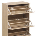 3 Door Shoe Rack, Freestanding Modern Shoe Storage Cabinet, For Entryway Natural Mdf