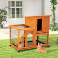 Detachable Rabbit Hutch With Removable Tray And Rolling Casters, Orange Orange Pine