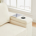 86.5 Inch Sofa Couch Deep Seat Sofa With Two Storage Spaces, T Pyce Charging Portsusb Charging Ports & 2 Cup ,Corduroy 3 Seater Couch, Modern Sofas For Living Room Beige Foam Corduroy 3 Seat
