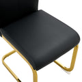 1 Table And 6 Chairs. Modern, Simple And Luxurious Black Imitation Marble Rectangular Dining Table And Desk With 6 Black Pu Gold Plated Leg Chairs 63'' X 35.4'' X 30'' Black Mdf