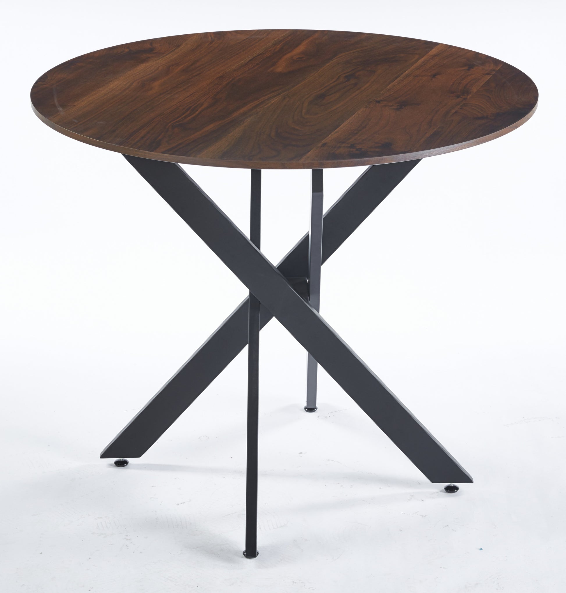 47.2Inch Round Dining Table,Office Table,Coffee Table,120X120X75Cm,Cross Leg Brown Mdf