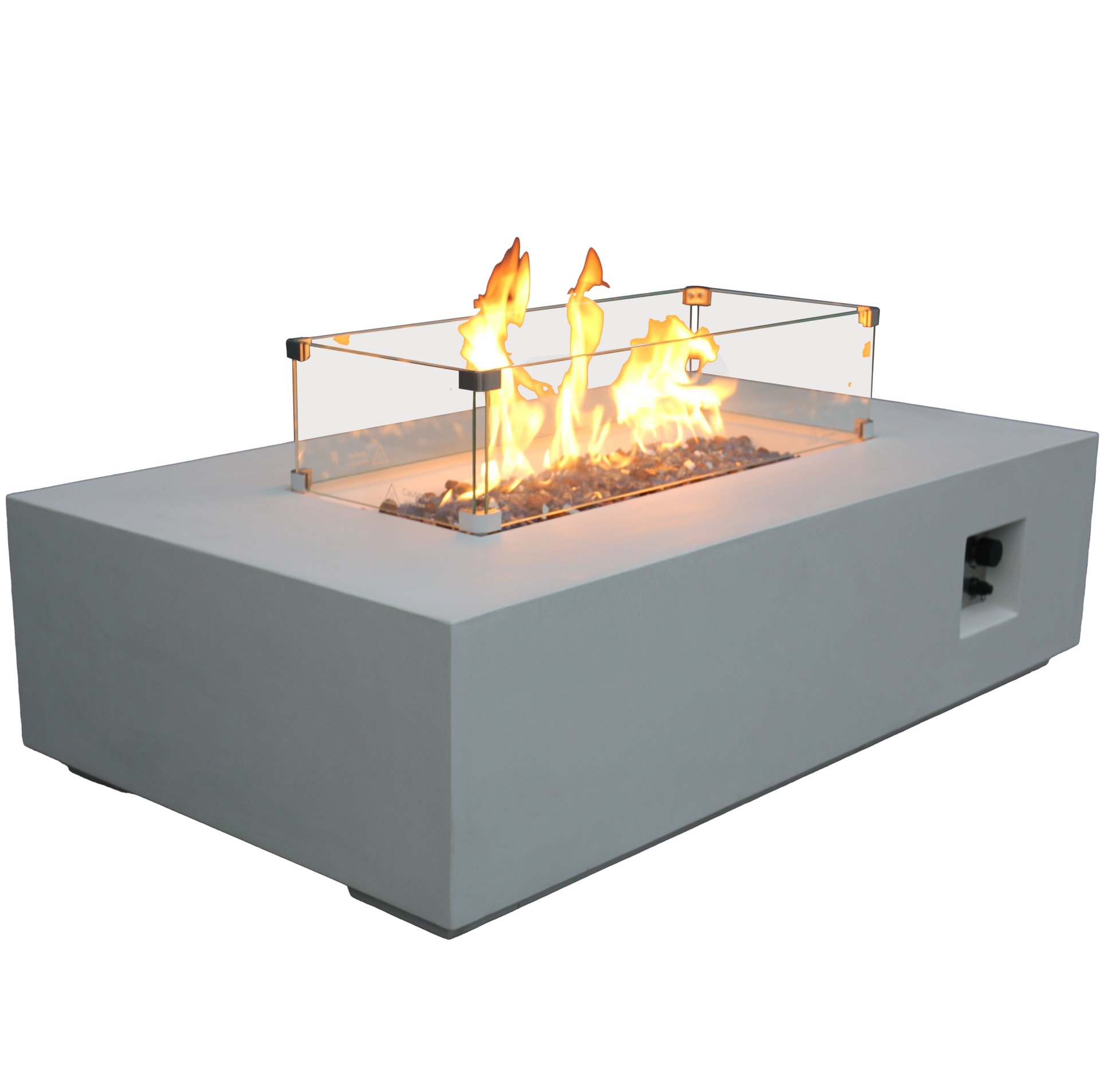 52 Inch Outdoor Concrete Propane Gas Rectangle Fire Pit Table In Antique White Color Antique White Garden & Outdoor American Design,Contemporary,Luxury,Modern Fiberglass Concrete