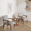 Fabric Accent Arm Chair Set Of 2 With Round Wood Table Light Gray Fabric