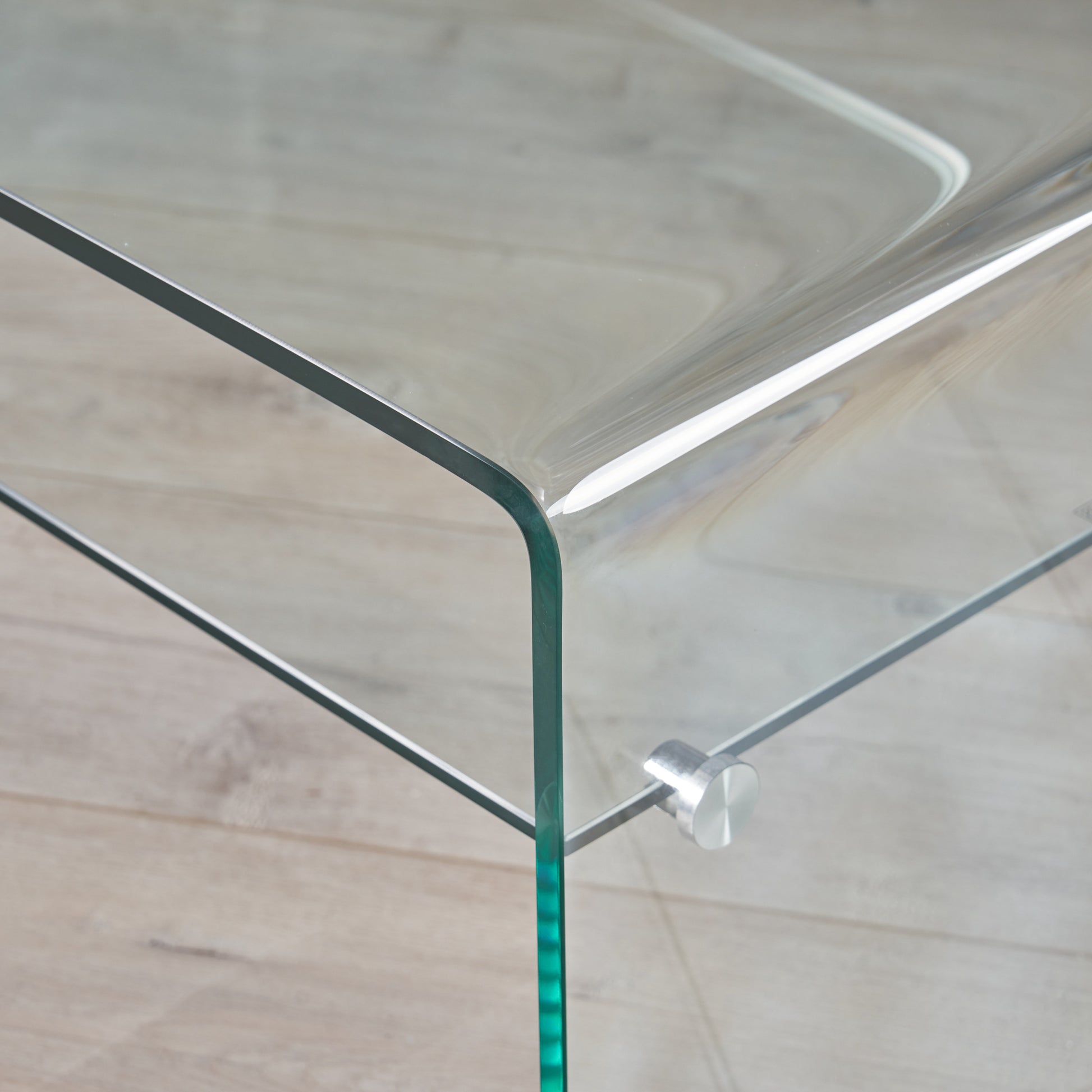 Coffee Table 12Mm Tempered Bent Glass ,8Mm Shelf Glass Clear Tempered Glass