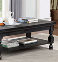 Rustic Style Antique Black 1Pc Coffee Table Open Bottom Shelf Plank Style Table Top Living Room Furniture Antique Black Primary Living Space Classic,Contemporary,Modern,Rustic,Transitional Open Storage Rectangular Coffee & End Tables Solid Wood