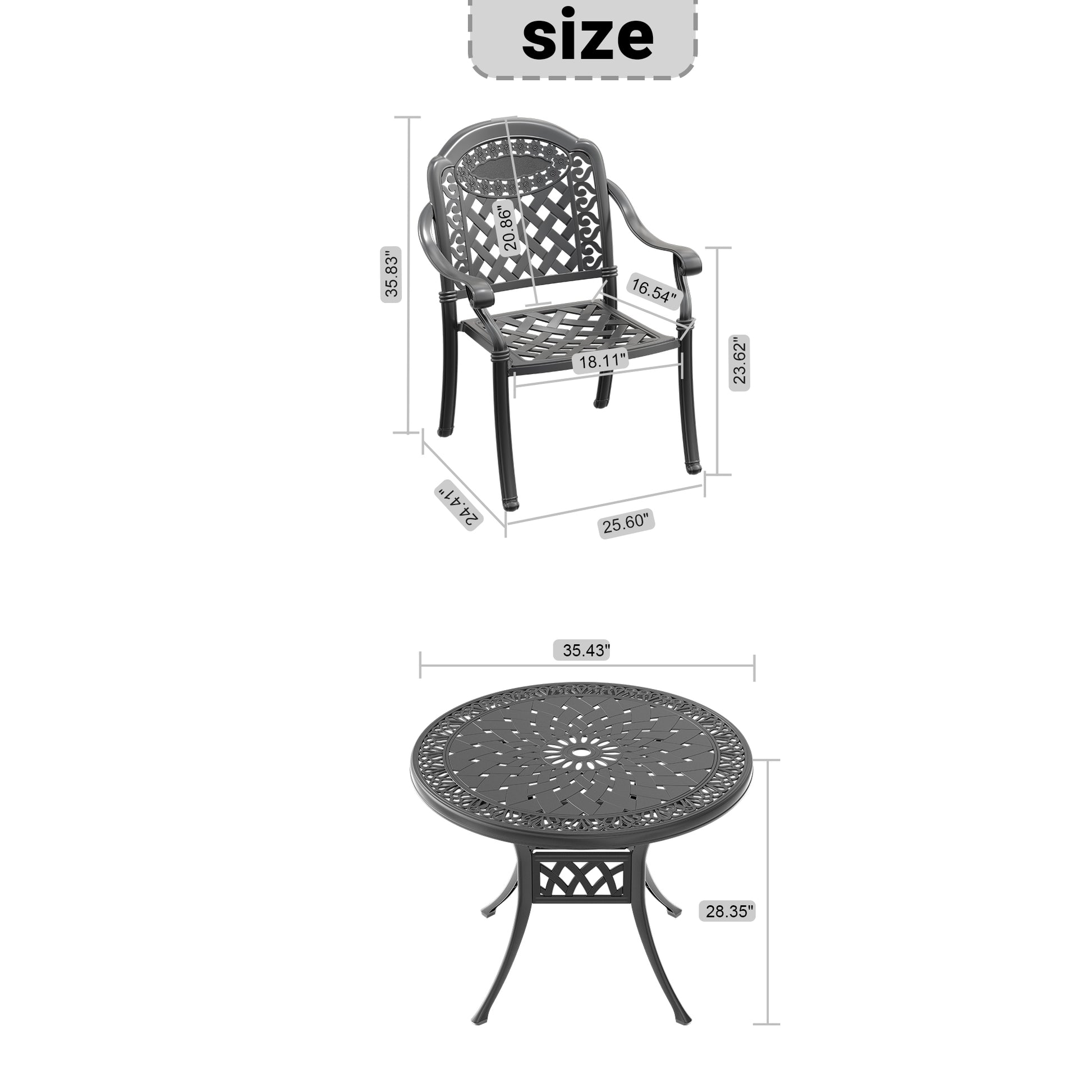 Cushions In Random Colors 5 Piece Set Of Cast Aluminum Patio Furniture With Cushions Yes Dining Set Black Seats 4 Rust Resistant Frame Water Resistant Cushion Garden & Outdoor Complete Patio Sets Aluminium